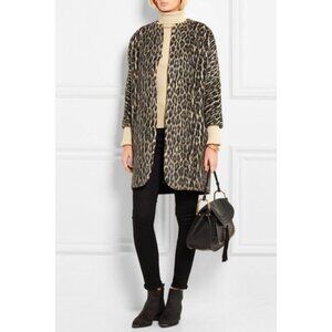 Isabel Marant Emmett Wool Leopard Coat Size FR 40/ US 8 Beige Black